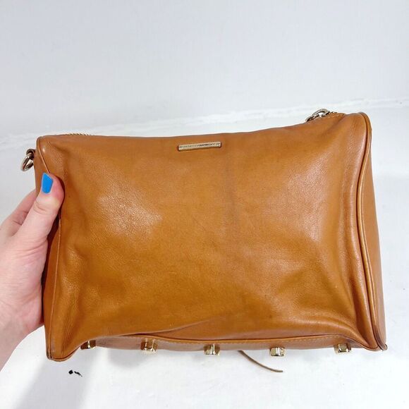 Rebecca Minkoff Mini 5 Zip Convertible Crossbody Bag Tan Leather Purse - Picture 3 of 10